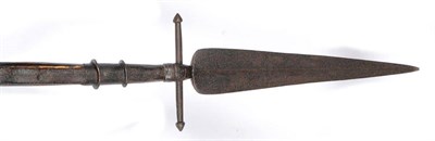 Lot 141 - An 18th Century British Naval Boarding "Half Pike", the spontoon type head with medial ridge to...