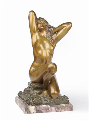 Lot 1172 - Carl Binder (Swiss fl. 1904 - 1922) An Art Nouveau Bronze Nude, the patinated  female modelled with