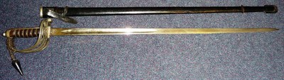 Lot 154 - A George V 1854 Pattern Rifle Officer's Sword, the 82cm single edge fullered plated steel blade...