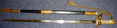 Lot 161 - A Royal Naval Reserve Warrant Officer's Sword, the 78.5cm single edge fullered steel blade...