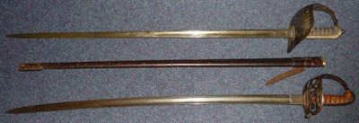 Lot 163 - An 1845 Pattern Rifle Regiments Sword, with 83cm single edge fullered steel blade, steel gothic...