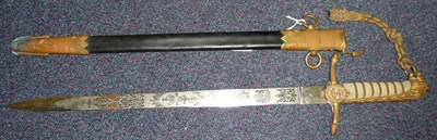 Lot 164 - A George V Midshipman's Dirk,  the 44cm single edge steel blade etched with royal cypher and a...