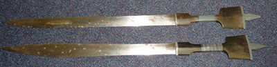 Lot 167 - Two Very Similar Sudanese Swords, each with double edge slightly swollen steel blade,...