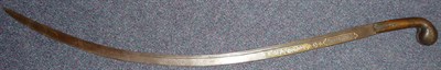 Lot 172 - An 18th Century Islamic Shamshir, the 79cm single edge curved steel blade with a narrow top fuller