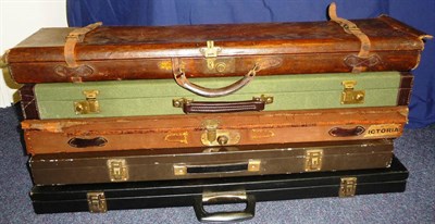 Lot 222 - A Kite Green Canvas Shotgun Case, with brown leatherette trim, to take 30inch barrels; a...