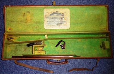 Lot 223 - A Leather Bound Brown Canvas Shotgun Case by W Richards (Liverpool Ltd.), the green baize lined...