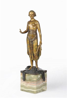 Lot 1181 - Otto Poertzel (1876-1963): A Cold Patinated Bronze, modelled as a semi-nude young woman, stood...