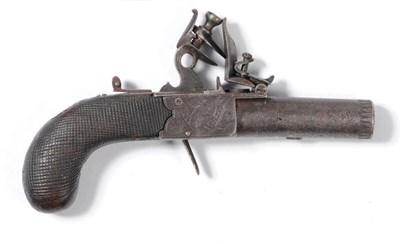 Lot 267 - An Early 19th Century Flintlock Pocket Pistol, the 4cm turn-off steel barrel with Birmingham...