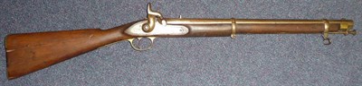 Lot 278 - An Enfield 1859 Percussion Cavalry Carbine, the 53cm steel barrel with V sight, the lock plate...