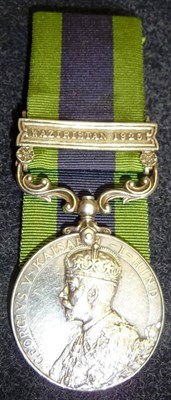 Lot 1 - An India General Service Medal 1909, with later clasp WAZIRISTAN 1925, renamed to...