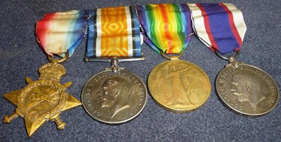 Lot 13 - A First World War Group of Four Medals, awarded to J. 40534, E.GOUCHER, BOY.1.,R.N., comprising...