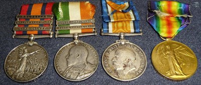 Lot 16 - A Boer War/First World War Group of Four Medals, awarded to 6861 PTE.G.LINDSLEY. DURHAM...