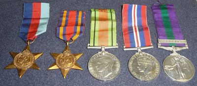 Lot 24 - A Second World War Group of Five Medals, to 23195643 PTE.M.HINDLEY, GORDONS., comprising...