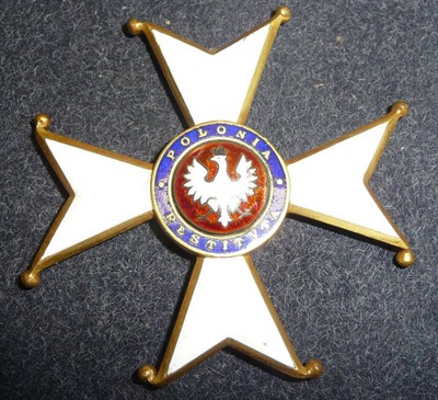 Lot 31 - An Order of Polonia Restituta 1918, in gilt bronze and enamel, suspender missing, knocks to...