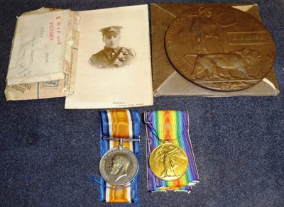 Lot 55 - A First World War Pair, comprising British War Medal and Victory Medal, and Memorial Plaque, to...