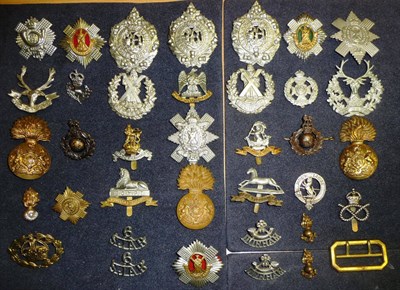 Lot 74 - A Collection of Thirty Two Regimental Cap and Glengarry Badges, mainly Scottish, four shoulder...