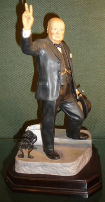Lot 98 - An Ashmor Porcelain Figure of Sir Winston Churchill, 10 Downing Street, 4th June 1940, limited...