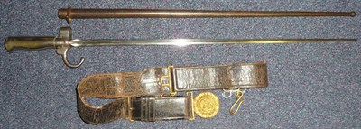 Lot 112 - A 19th Century American Naval Leather Waist Belt, the gilt metal clasp cast with an eagle clutching