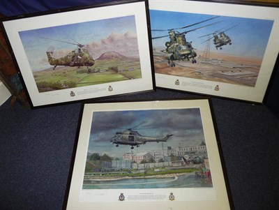 Lot 118 - After Charles McHugh - `Bessbrook Mill', a Puma Helicopter, limited edition print 20/230;...