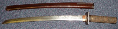 Lot 177 - A 19th Century Japanese Wakizashi, with 44cm unsigned steel blade, one piece copper habaki,...