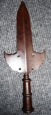 Lot 205 - An 18th Century Partizan Head, the 20cm spear point blade with raised medial ridge, short...