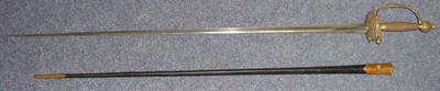 Lot 217 - An 18th Century Small Sword, with 82cm fullered triangular section steel blade, the brass hilt...