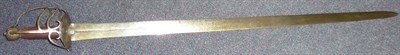 Lot 225 - A 17th Century Mortuary Hilted Broadsword, the earlier 96cm double edge steel blade engraved...