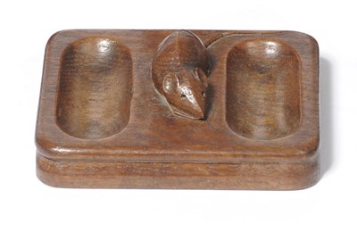 Lot 1209 - A Robert "Mouseman" Thompson Oak Double Pin Tidy, with carved mouse signature, 12.5cm   This...