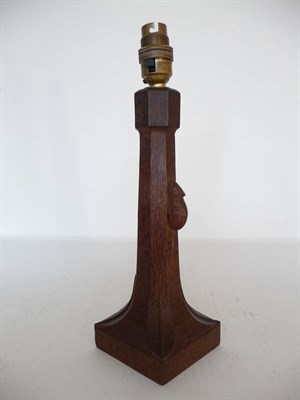 Lot 1213 - A Robert "Mouseman" Thompson Oak Octagonal Table Lamp, of octagonal form with a square base,...