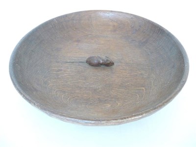 Lot 1214 - A Robert "Mouseman" Thompson Oak Fruit Bowl, with carved mouse signature to the interior, adzed all