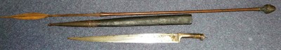 Lot 286 - An Early 19th Century Khyber Knife, with 58cm single edge steel blade, the steel hilt with two...