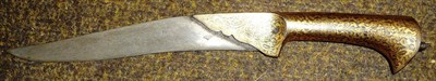 Lot 289 - An Indian Steel Dagger, with 17.5cm single edge curved steel blade, the grip inlaid with gold...