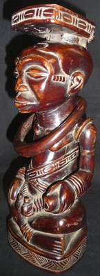 Lot 324 - Lot subject to VAT on the hammer price A Kuba, Congo Carved Wood King Figure, seated...