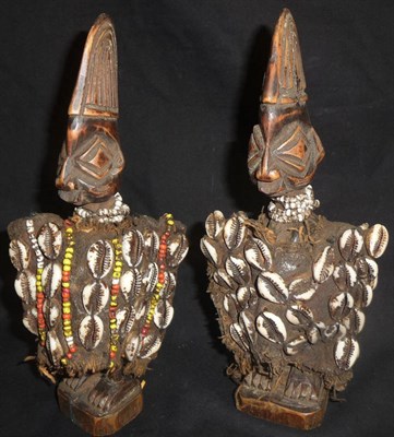 Lot 326 - Lot subject to VAT on the hammer price A  Pair of Ibeji Figures, each with high carved...