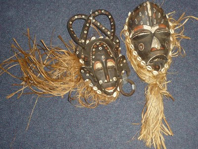 Lot 333 - A Western Pende Type Wood Mask, the domed forehead with raised medial ridge, slit eyes with swollen