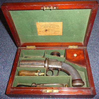 Lot 405 - A 19th Century Lacy & Co. of London 54 Bore Six Shot Pepperbox Revolver, the 9cm barrels with...