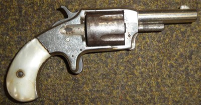 Lot 416 - An American `Defender' Rimfire Five Shot Pocket Revolver, with 6cm chromed steel barrel, sheath...