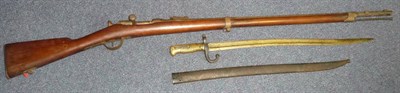 Lot 451 - A French Model 1866 Chassepot Bolt Action Needle Rifle, the 83cm steel barrel with hinged...