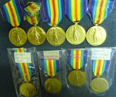 Lot 8 - A Collection of Nine Allied Victory Medals, to 137343 PNR.G.DUNN R.E.; SS. 107589 W.J.GABB...