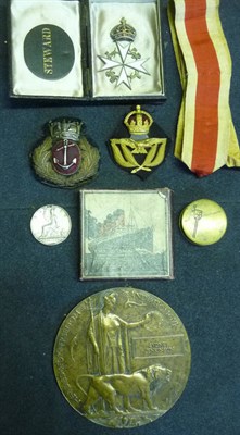 Lot 29 - A Baltic Medal, un-named, suspender missing; a Memorial Plaque, to SYDNEY JENKINSON; a...