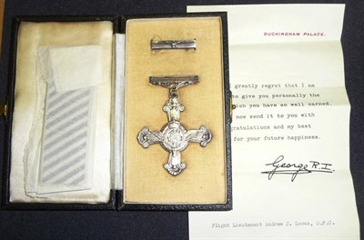 Lot 49 - A Distinguished Flying Cross, awarded to Flight Lieutenant Andrew J Lucas, the reverse dated...