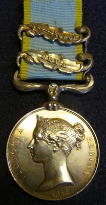 Lot 53 - A Crimea Medal 1854, renamed to J.AUSTIN.2ND BTN.RIFLE BDE., with two clasps ALMA and...