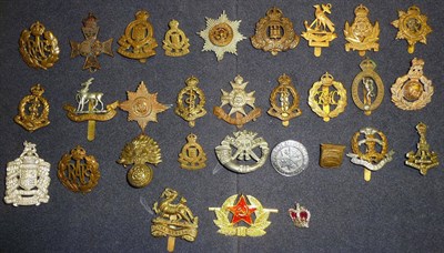 Lot 63 - A Collection of Fifty Eight Military Cap and Other Badges, in brass and white metal, and...