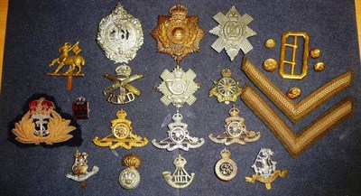 Lot 65 - A Collection of Fifteen Regimental Cap and Glengarry Badges, in brass and white metal, two...