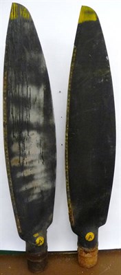 Lot 72 - A Pair of Second World War Laminated Wood Propeller Blades for a Lancaster Bomber, painted...