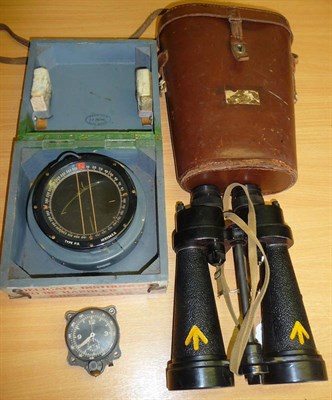 Lot 76 - A Second World War Air Ministry Type P.8. Compass, numbered 81943.D, in grey painted wood box;...