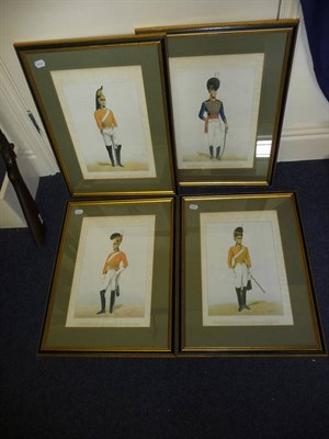 Lot 94 - After R Wymer - a Set of Four Military Prints, portraits of officers of The Life Guards 1815,...