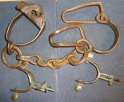 Lot 95 - A set of 18th Century Leg Irons, formerly in use in a Yorkshire slate quarry; a Pair of 19th...