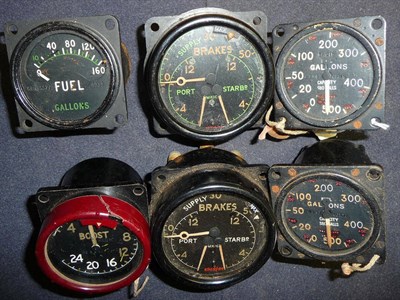 Lot 109 - A Collection of Six Second World War Aircraft Cockpit Instruments, for Lancaster Bombers and...