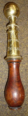 Lot 125 - A 19th Century Brass "Thirsk" Tipstaff, with globular pommel, the ring knopped tapering cylindrical